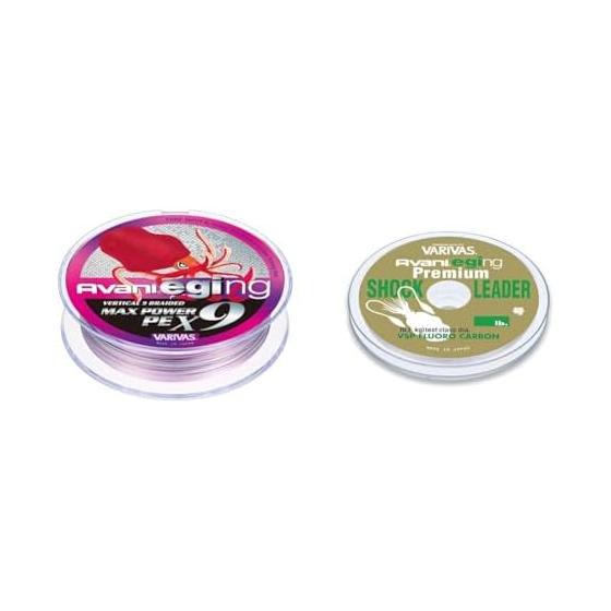 [Set purchase] VARIVAS 9-strand PE line Avani Egging Max Power PE X9 150m White (marking) No. 0.6 + MORRIS Shock Leader Varivas Avani Egging Premium