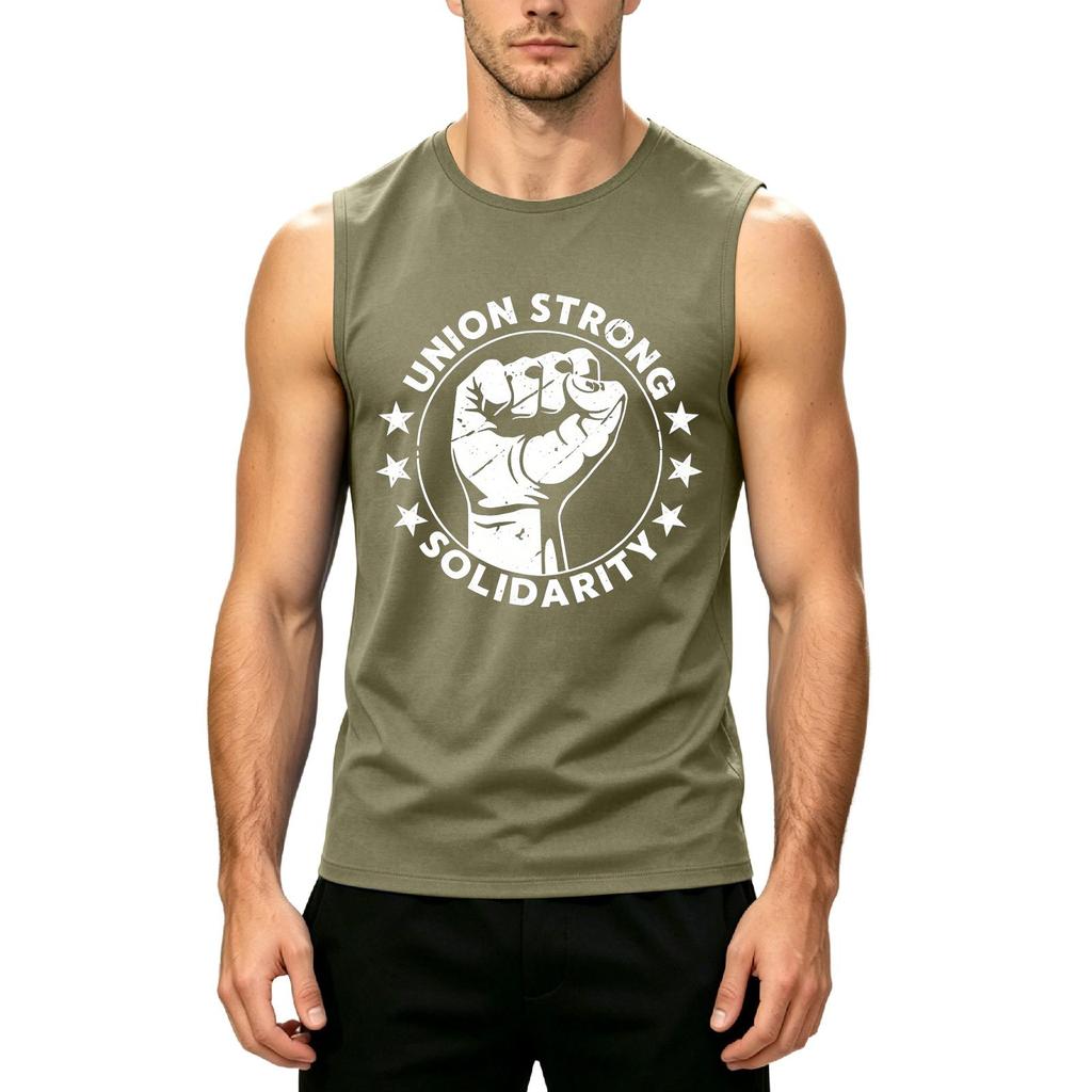 Men's Sleeveless Tank Top Casual Muscle Shirt Labor Day Printed Graphic Tee Summer Workout Gym Apparel
