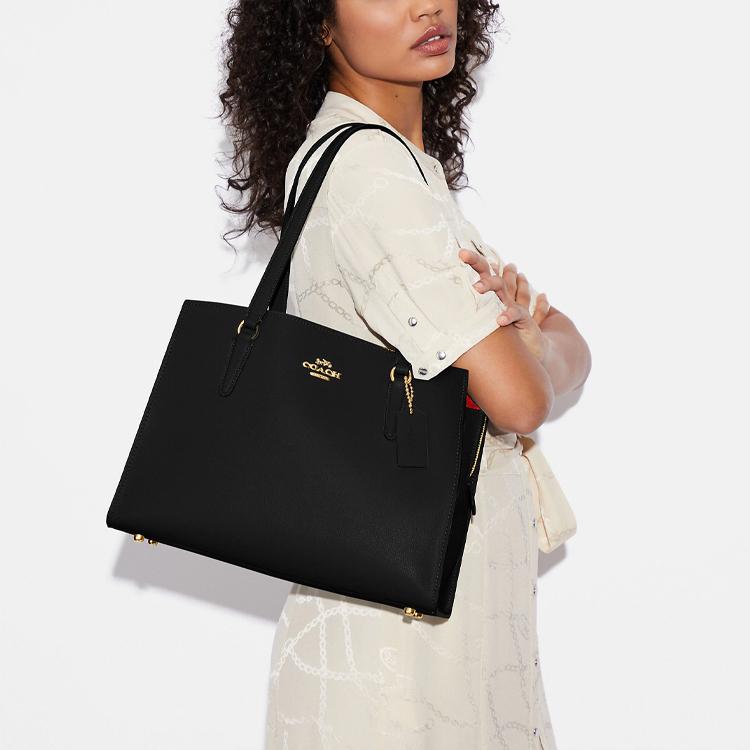 Coach Tatum 35 Large Capacity Leather Tote Crossbody Shoulder Bag Women bags Black C4078-IMF2L
