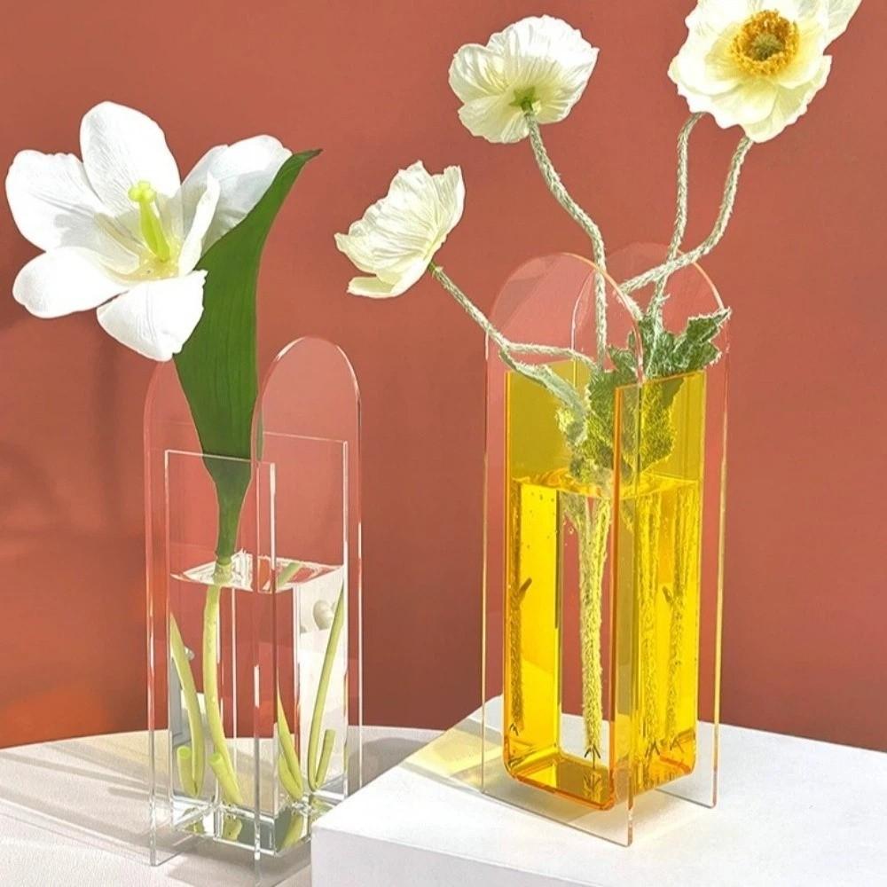 Modern Acrylic Vase Geometric Hydroponic Planter Minimalist Flower Vase  Plant Container