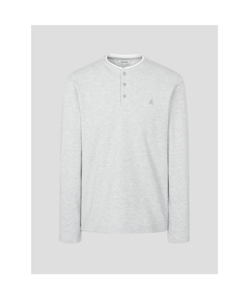 Binpolmen Henley Neck Long Sleeve T-Shirt Light Gray