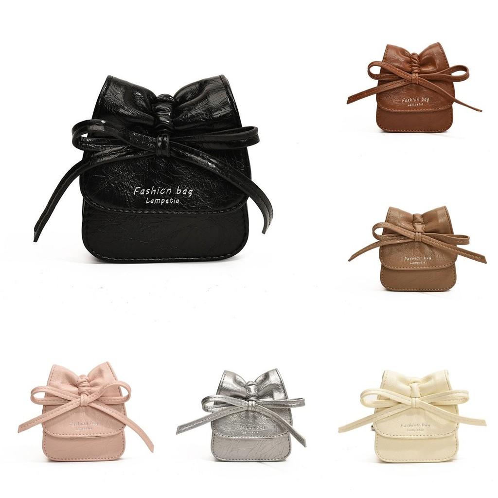 Girls Cartoon Butterfly Knot Pu Children Crossbody Shoulder Bag For Daily Use