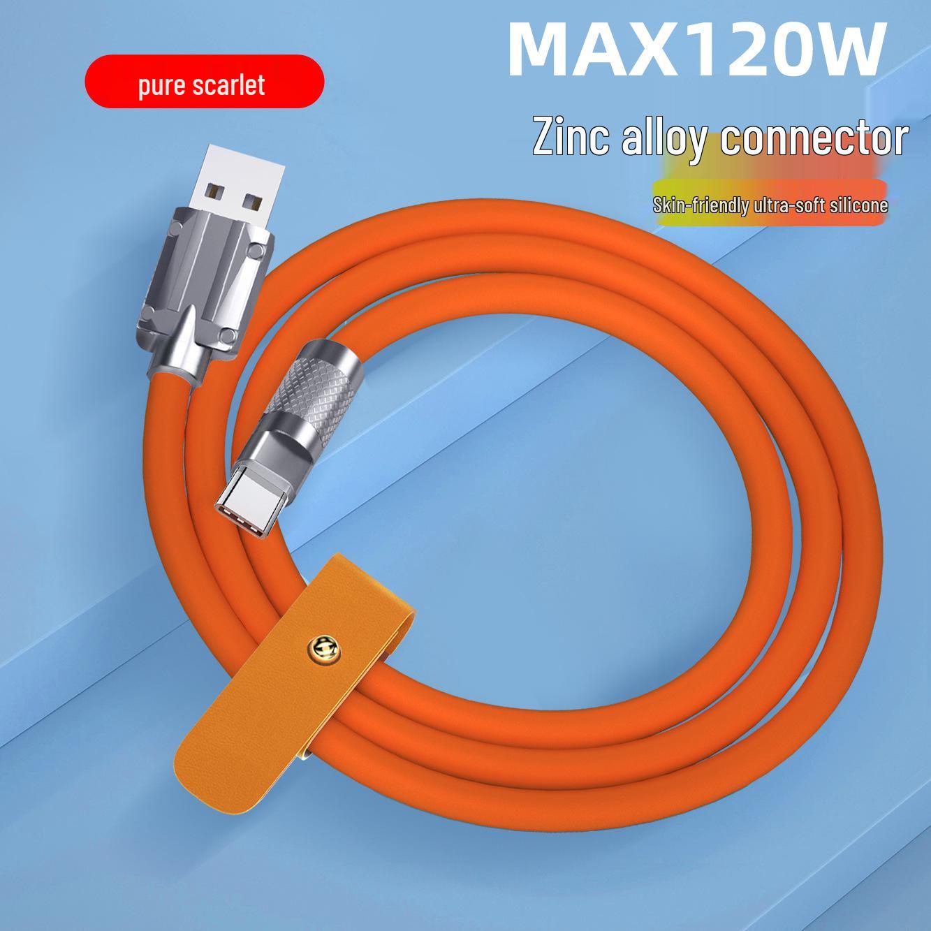 

Кабель USB-C для быстрой зарядки 120 Вт из цинкового сплава с жидкой мягкой резиной для Android 1M