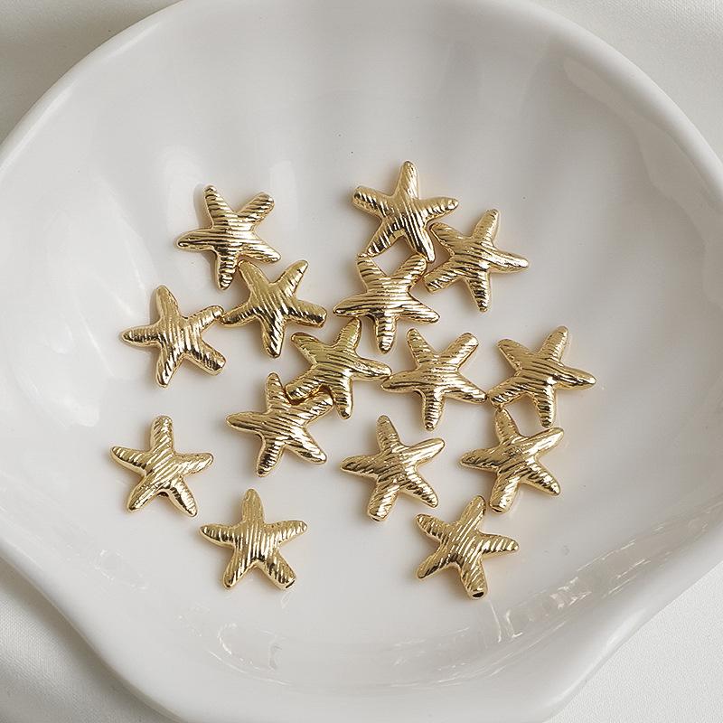 14K Gold Platiert Stern Herz Abstandshalter Perlen Halskette DIY Zubehör