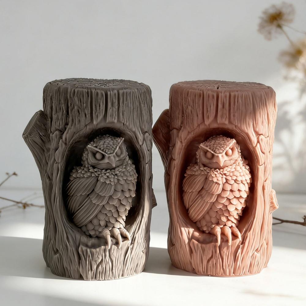 Diy Resin Mould Realistic Aroma Candle Holder Mold Tree Stump Owl Mold High-Quality Plaster Crafts Mold For Home Decoration