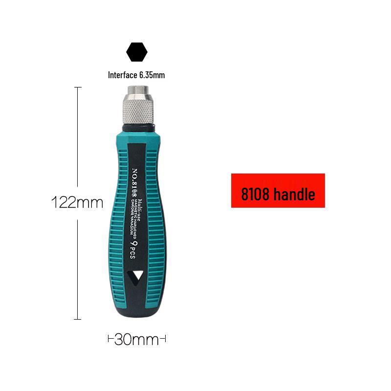 Hex Shank Air Screwdriver with Quick Ratchet Handle, Strong Magnetic Self-Locking Bit Holder, and Extension Rod Socket.