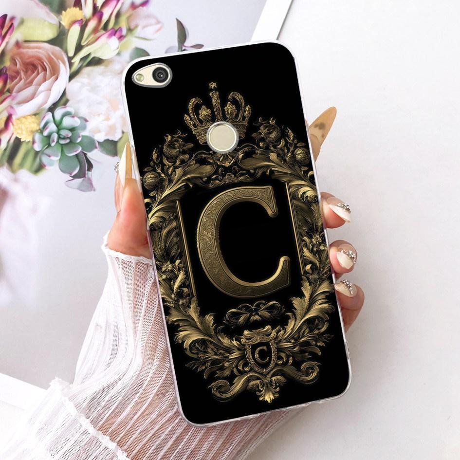 For Huawei P8 P9 Lite 2017 Case PRA-TL10 Luxury Initial Letter Soft Silicone Cover For Honor 8 Lite PRA-LX1 Nova Lite 2017 Shell