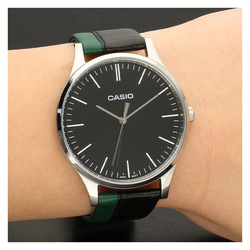 Casio Collection 30 Meters Waterproof Quartz Movement Leather Strap Japanese and Korean Watch Women's Watch Black Dial MTP-E133L-1EEF