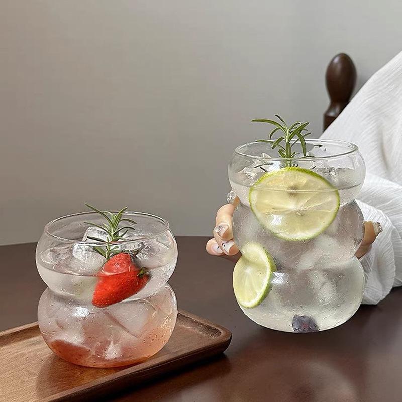 350/550ml Průhledný skleněný pohár Pohár na studenou kávu se slámkou Dezertní Džus Mléko Nápojové sklo Hrnek Párty Koktejlové sklenice Šálek na čaj