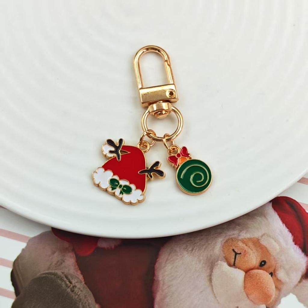 Festive Christmas Keychain: Metal Tree, Snowman & Santa Bag Charm – Stylish Small Gift