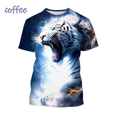 Weißes Tiger-Serie-Tier-3D-Druck-Sport-T-Shirt für Herren, lässige Kurzarm-T-Shirts für den Sommer in Übergröße