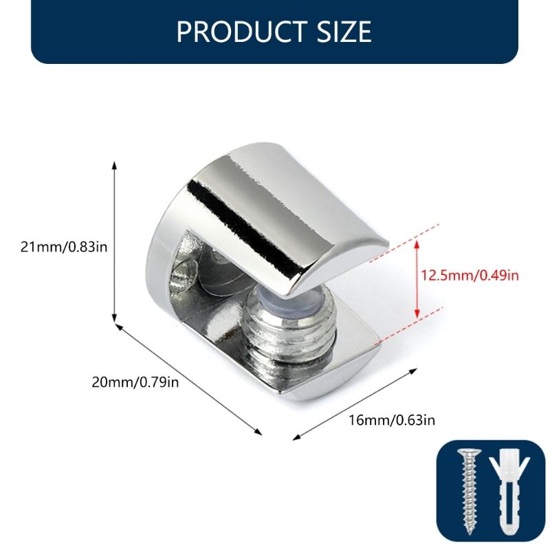 10Pcs Adjustable Zinc Alloy Glass Clip Cabinet Shelf Support Plates Bathroom Glass Holders for Fixing Bathroom Glass
