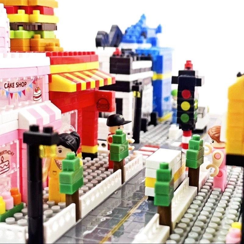 Children Compatible Mini Small Particle Building Model Changeable Street Scene Puzzle Assembly Small Building Block Toy