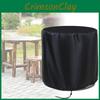 Odolný černý kulatý potah na stůl z oxfordské látky pro venkovní terasu, ochrana proti dešti, prachu a větru