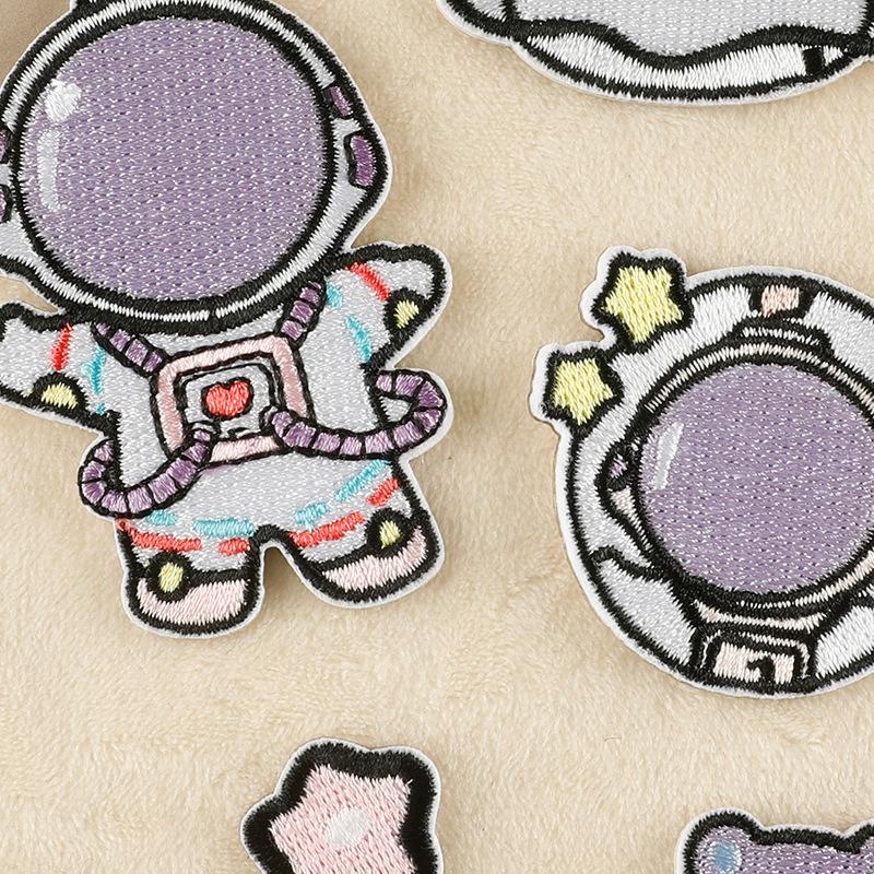 Embroidery Label Clothing Accessories Badge Cartoon Astronaut Cloth Label Handbook Accessories Embroidery Cloth Sticker
