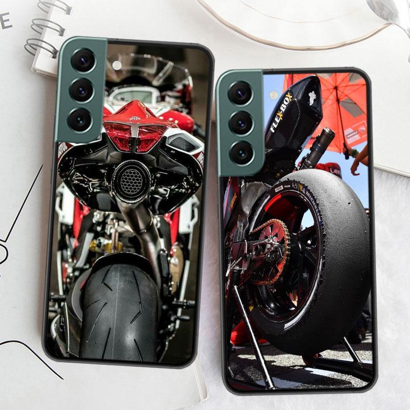 Motorcycle Rear Wheel Exhaust Phone Case For Samsung Galaxy S22 S25 Ultra S21 S10 Plus S26 Edge S20 S23 S24 FE Cover Silicon