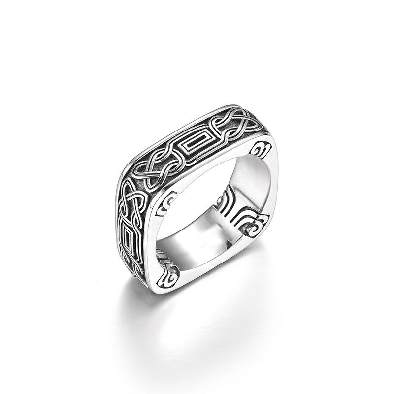 Men s INS Design Thai Silver Retro Open Ring - Unique High Street Personality Adjustable Open