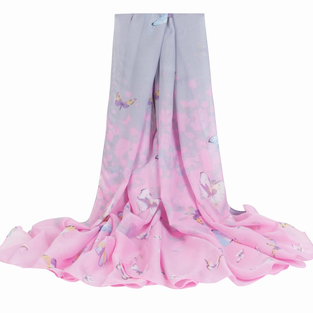 Extra Large Chiffon Printed Scarf White Shawl Dual-purpose Women's Korean Version Autumn and Winter Long Scarf Beach Towel for Women
