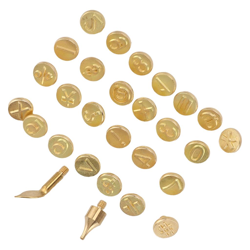 28PCS Number Wood Burning Tip Set Brass Welding Pyrography Head DIY Engraving Tool for Embossing