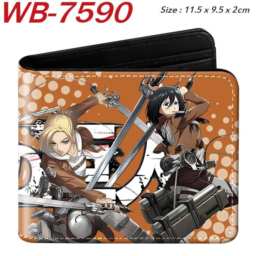 Attack on Titan Anime Faltbare Leder Geldbörse Kurzer Kartenhalter Cartoon Spiel Zubehör für Männer Frauen Braun