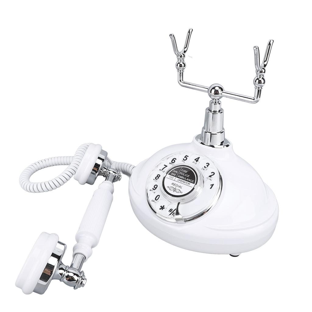 Vintage Style Rotary Phone Ringer On Off Dialing Redialing Landline Telephone Corded Desk Phone for