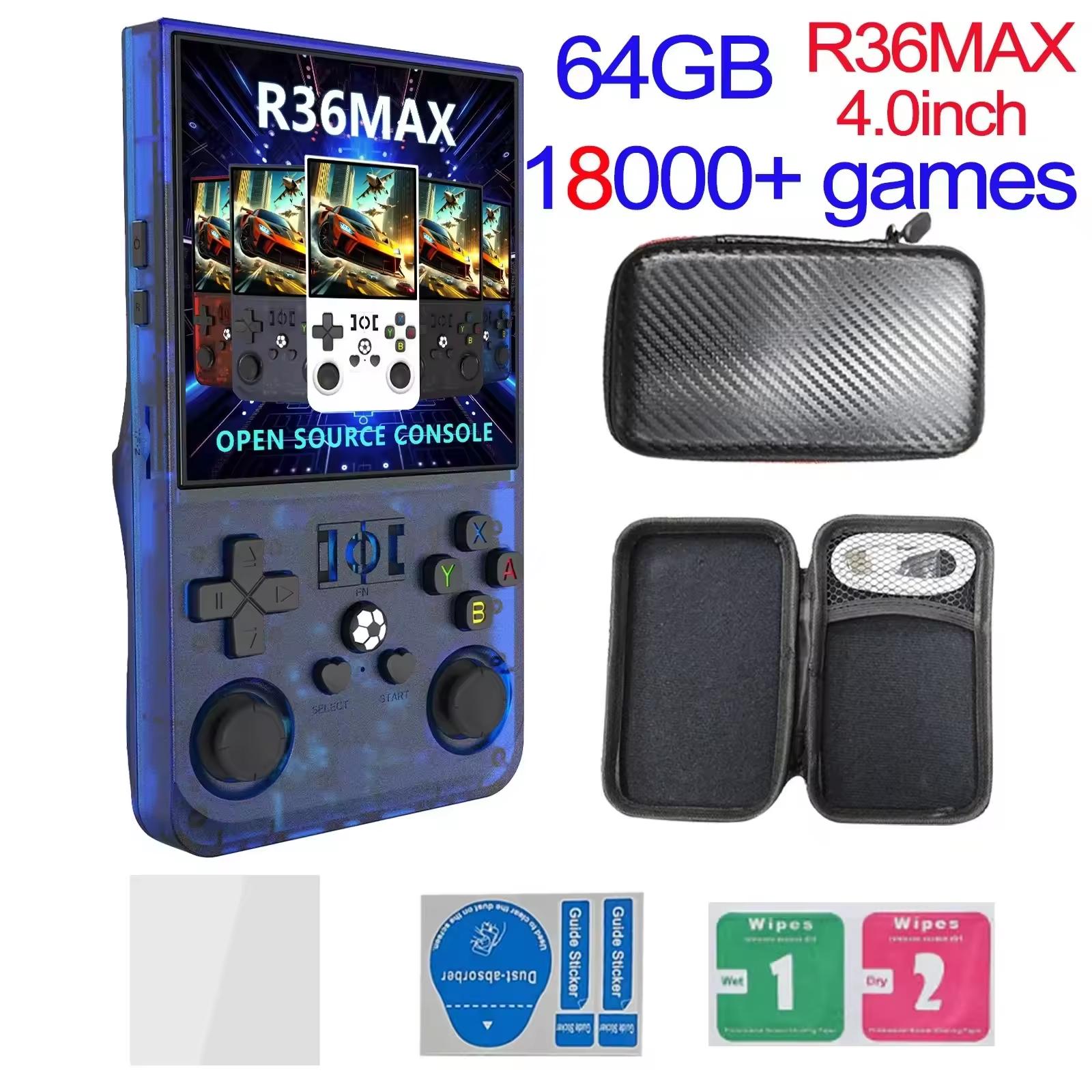

R36-MAX Retro Handheld Video Gaming Consoles 4.0-inch HD IPS Screen Built-in 18000+/22000+ Games Linux System Game Players Gifts