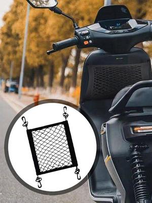 Motorcycle Cargo Net High Elastic Double Layer Motorcycle Net with 4 Adjustable Hooks for Helmet Storage Motorcycle Accessories