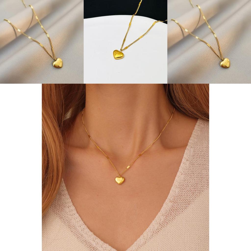 Fashion Titanium Steel Love Heart Pendant Necklace With Alphabet Charms For Women And Men