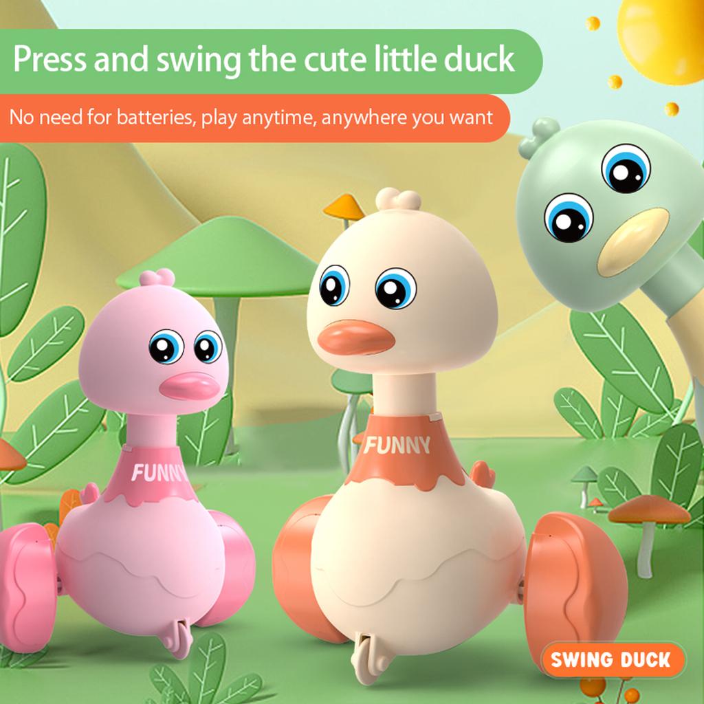 Non-toxic Baby Toy Swing Duck Toy Cartoon Press Vehicles Glide Animal Inertia Pull Back Cars Early Education Toys for Toddlers Children