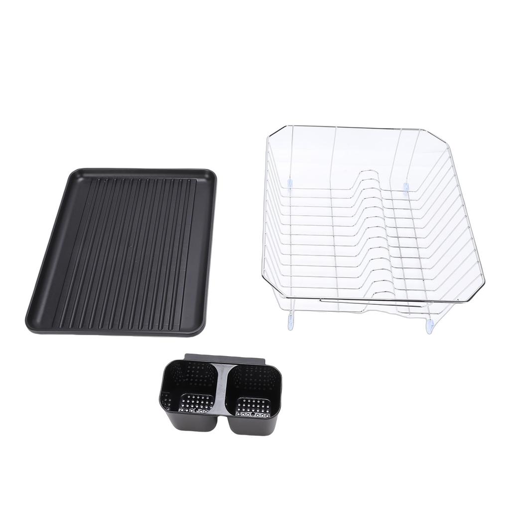 Countertop Dish Rack Dish Drying Rack Iron Dish Drainer Rack with Utensil Holder for Kitchen Counter Sink Spoons and Forks