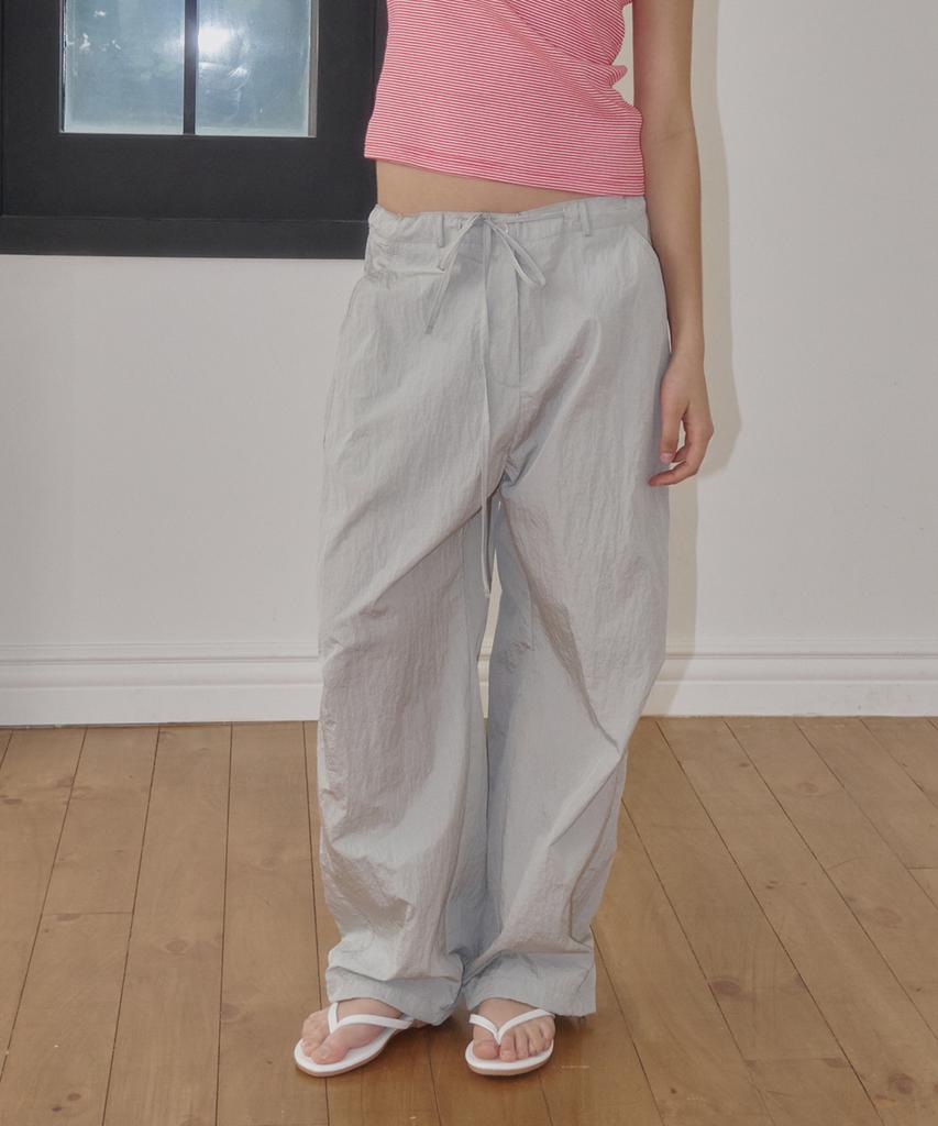 LOSSYROW Grid Nylon Track Pants Silver