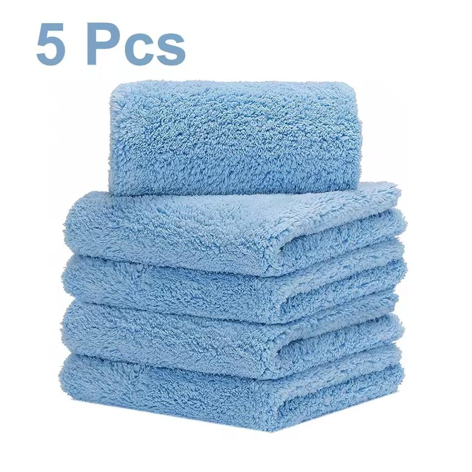 

5 Pcs of Borderless Microfiber Automotive Towel Details Dry Cleaning Polishing Towel Plush Absorbent Microfiber Cloth 500 GSM 5pcs