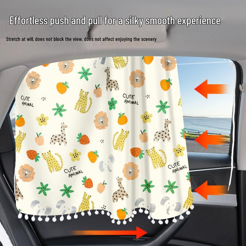 Cartoon Baby Car Sunshade: Cute, Heat-Insulating, Light-Blocking Curtain for Sun Protection