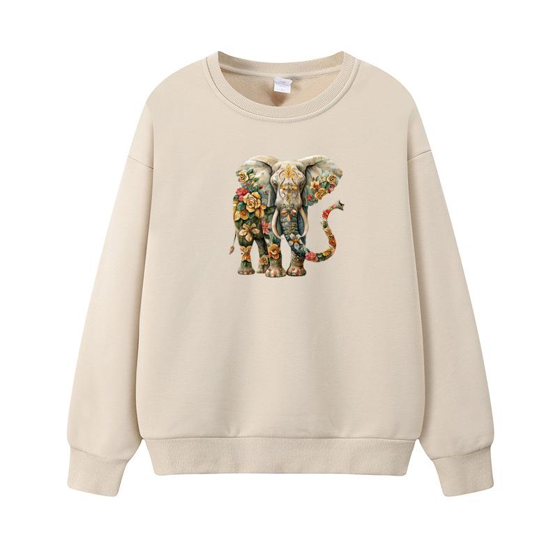 Iron On Patches Elephant With Flowers Diy Parches Ropa Clothes Stickers T-Shirt Hoodies Heat Press Appliqued Stickers For Cloth
