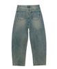 Akeusi Craft Centerline Over Balloon Fit Wide Denim Pants (Light Wash)