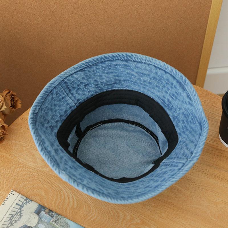 Women Washed Cotton Denim Bucket Hat Spring Summer Wide Brim Sunscreen Cowboy Fishermen Cap Ins Korean Girl Outdoor Travel Hats