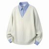 Frühling Herbst Herren Falsches Zweiteiler Sweatshirt Herren Revershemd Gespleißter Mode Hoodie Mann Patchwork Pullover Lässige Outfits