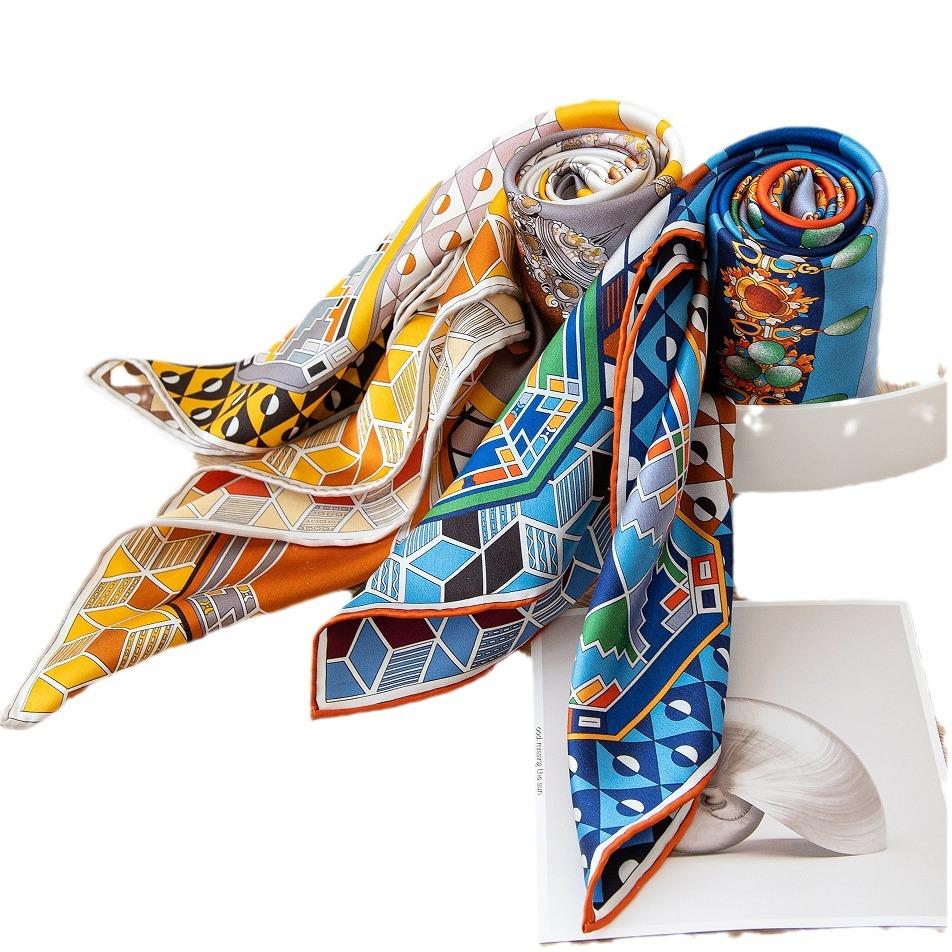 100% mulberry silk silk scarf women's  spring and summer double-sided printed silk scarf shawl