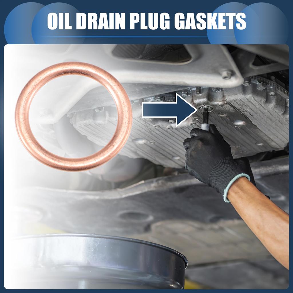 INFINAUTO 16mm 0.63" ID No.11137546275 MINI Drain Plug Gasket for R56 LCI 2009-2013 Aluminum Alloy Copper Color 25pcs