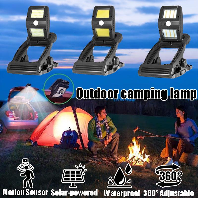 Camping Clamp Lights Solar Motion Sensor Lights Waterproof Outdoor Lights 360° Adjustable Lights Portable Safety Lights