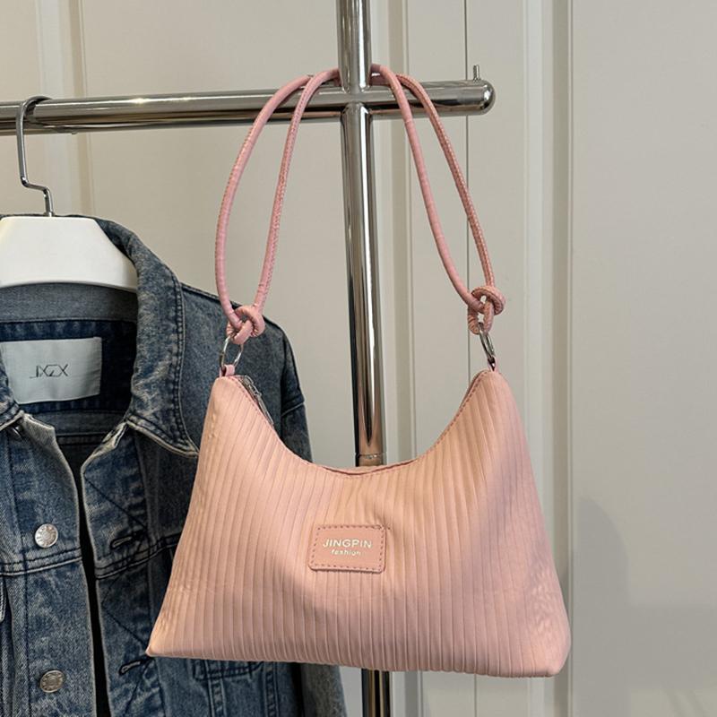 Large Capacity PU Leather Women Shoulder Bag Fashion Lightweight Striped Pattern Stylish Solid Color Crossbody Bag KTB