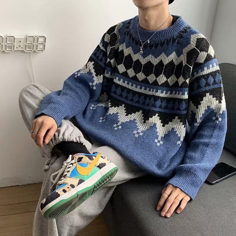 Men's Vintage Fair Isle Christmas Sweater - Thick, Cozy Japanese Retro Style