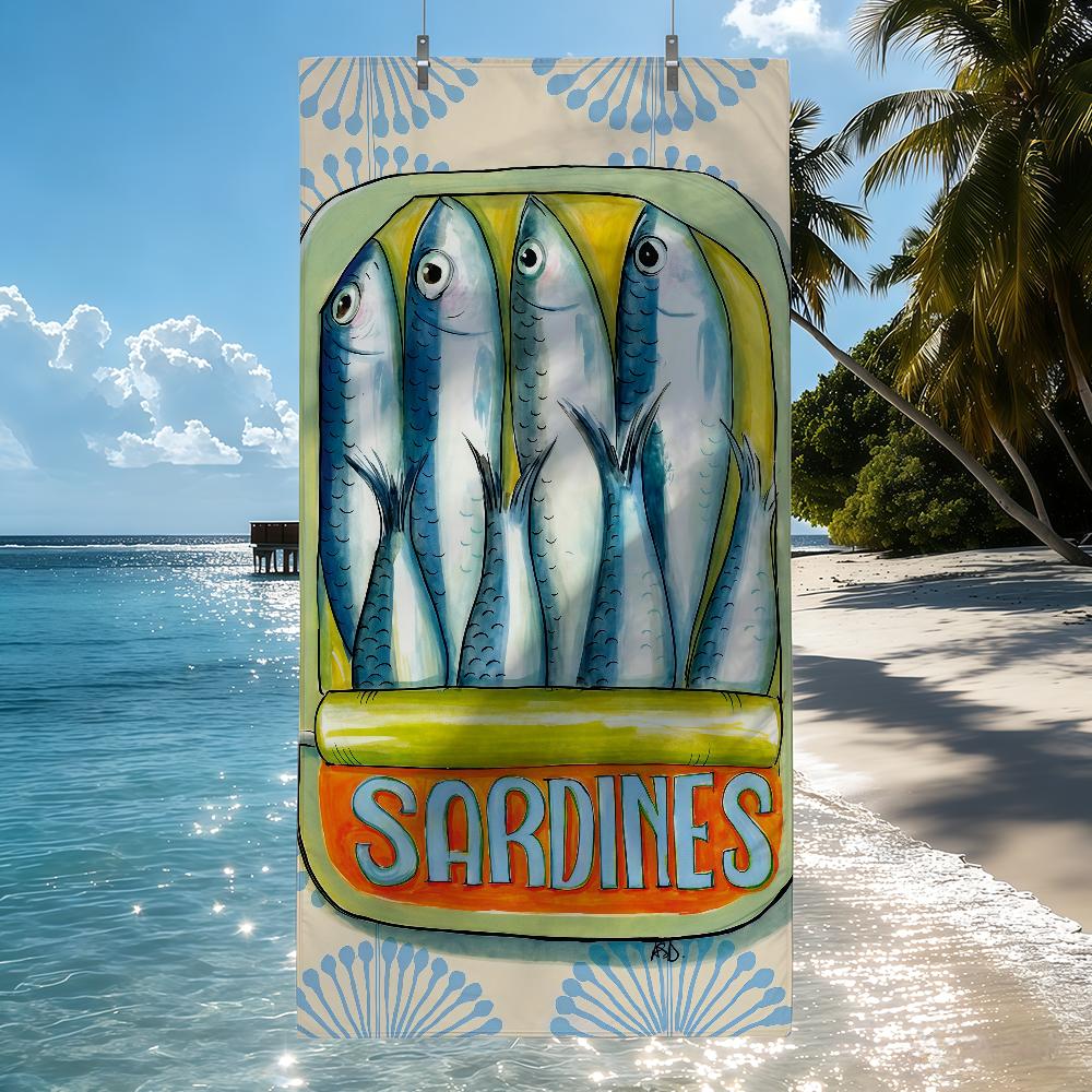 

Cuadros decorations S-Sardines Nordic Towel Quick Drying Beach Towels Are Suitable For Swimming Pools Camping Yoga And The Gym W40*H60(CM)