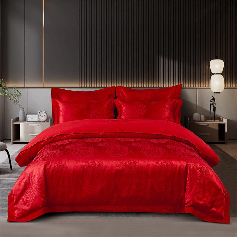 European Wedding All-Cotton Sateen Jacquard Embroidery Four-Piece Set Pair of Pillowcases [6-piece available]