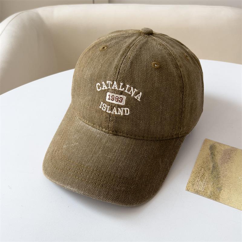 Korean Version of Letter Embroidery Fashionable New Style Simple Baseball Hat for Women Showing Face Small Big Head Dog Tail Sun Hat Sports Style