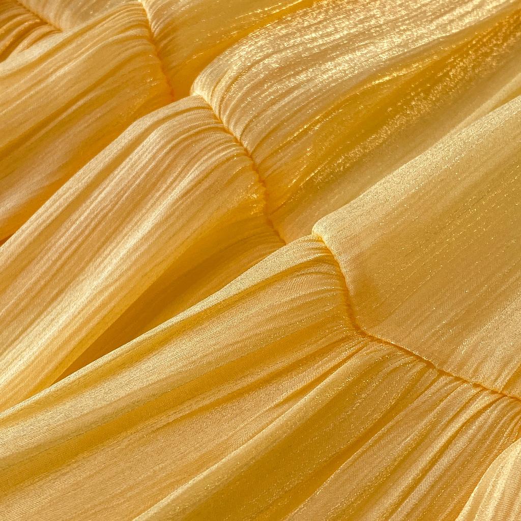 Sommer Herbst Neu Einfarbig Rüschen Patchwork Chiffon Fließender Rock für Damen Hoher Bund Vielseitiger Midi Rock für Damen