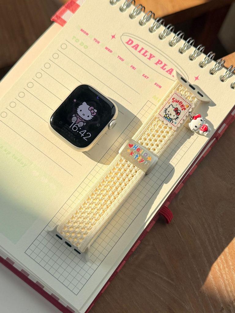 Compatible Apple S11 Watch Band: Breathable Woven Cartoon Pendant with Magnetic Buckle for iWatch 1098765SE