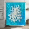 Coastal Ocean Wave Shower Curtain Sea Coral Pattern Bathroom Decor Beach Themed Backdrop Artistic Print Waterproof Fabric