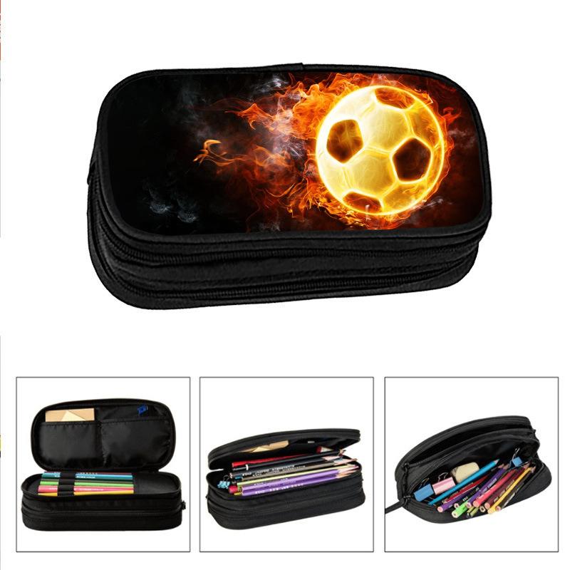 Trousse à Crayons Football Basketball Grande Capacité Multifonctionnelle Étudiants École Primaire Secondaire Fournitures Scolaires Trousse à Crayons Enfant Double Trousse à Crayons