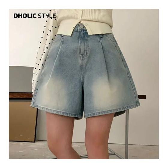Ladies Korean fashion dholic summer summer ss [beidelli made] Wash tuck A-line short denim pants, p677908 Jeans short jeans 100% cotton summer denim